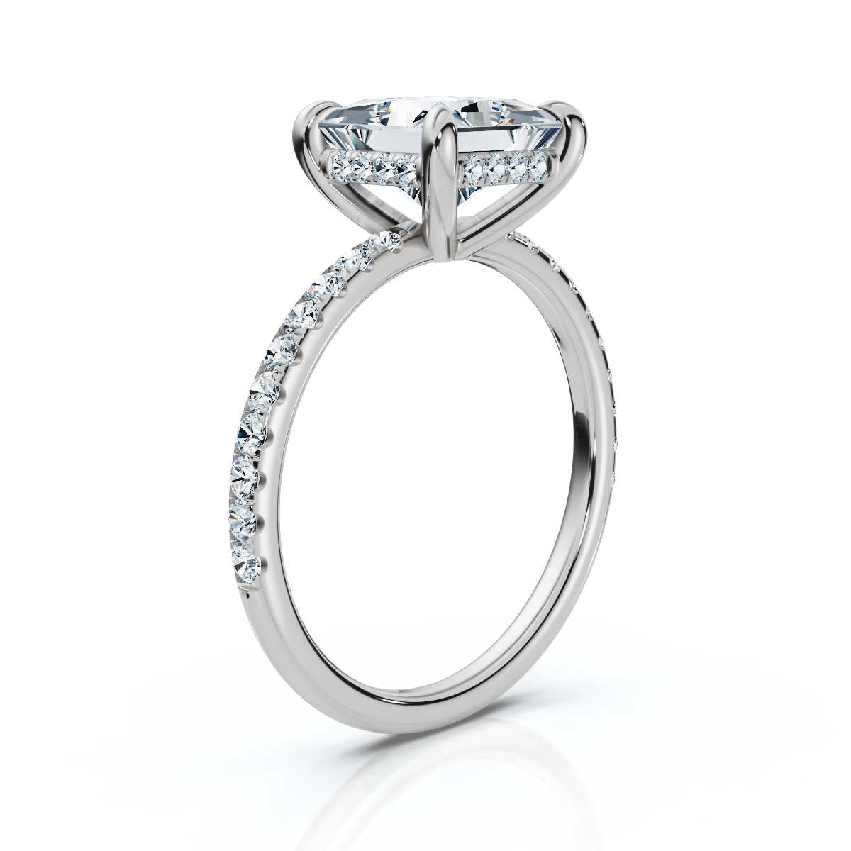 Princess Pave Ring with Hidden Halo