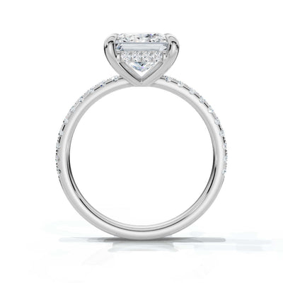 Princess Pave Ring with Hidden Halo