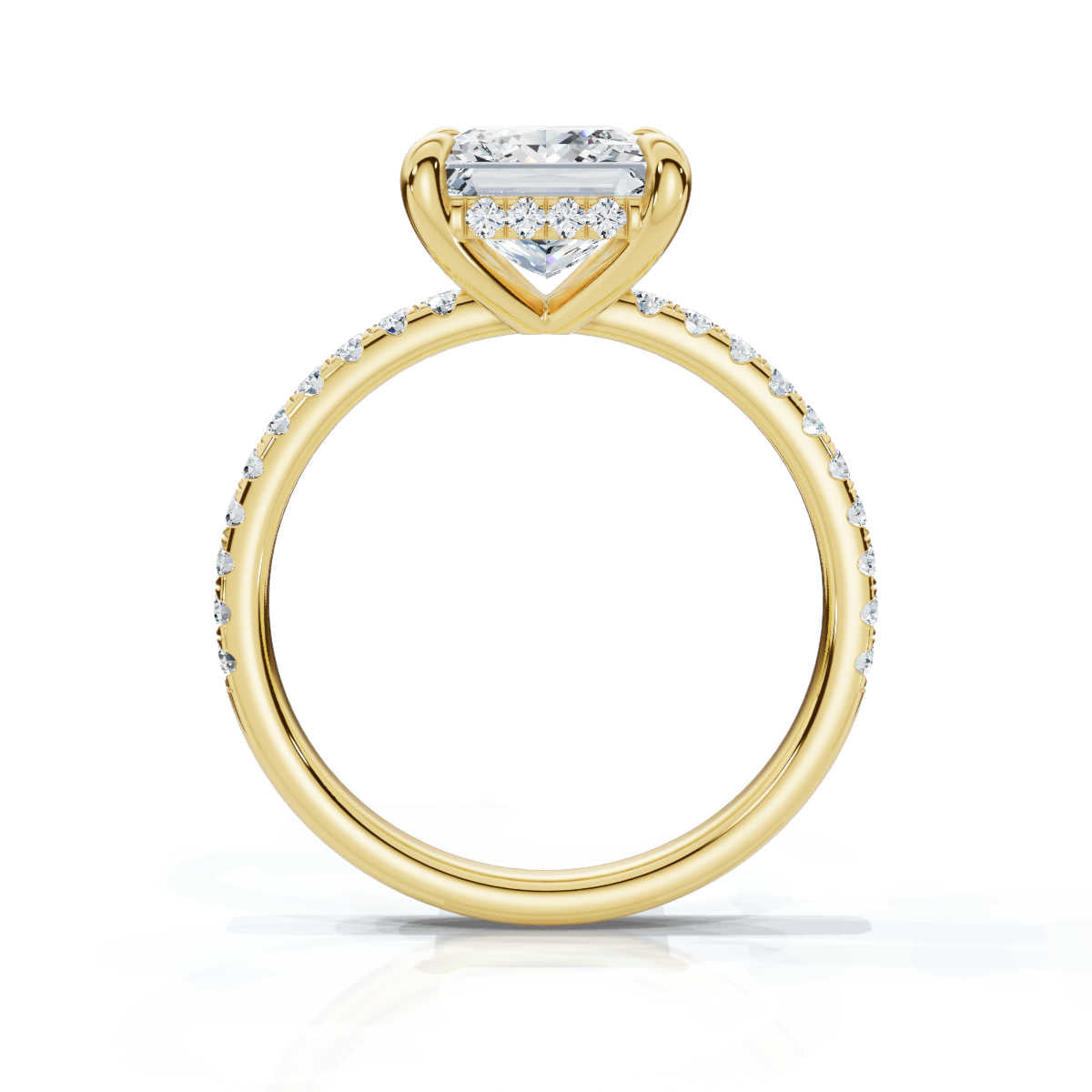 Princess Pave Ring with Hidden Halo