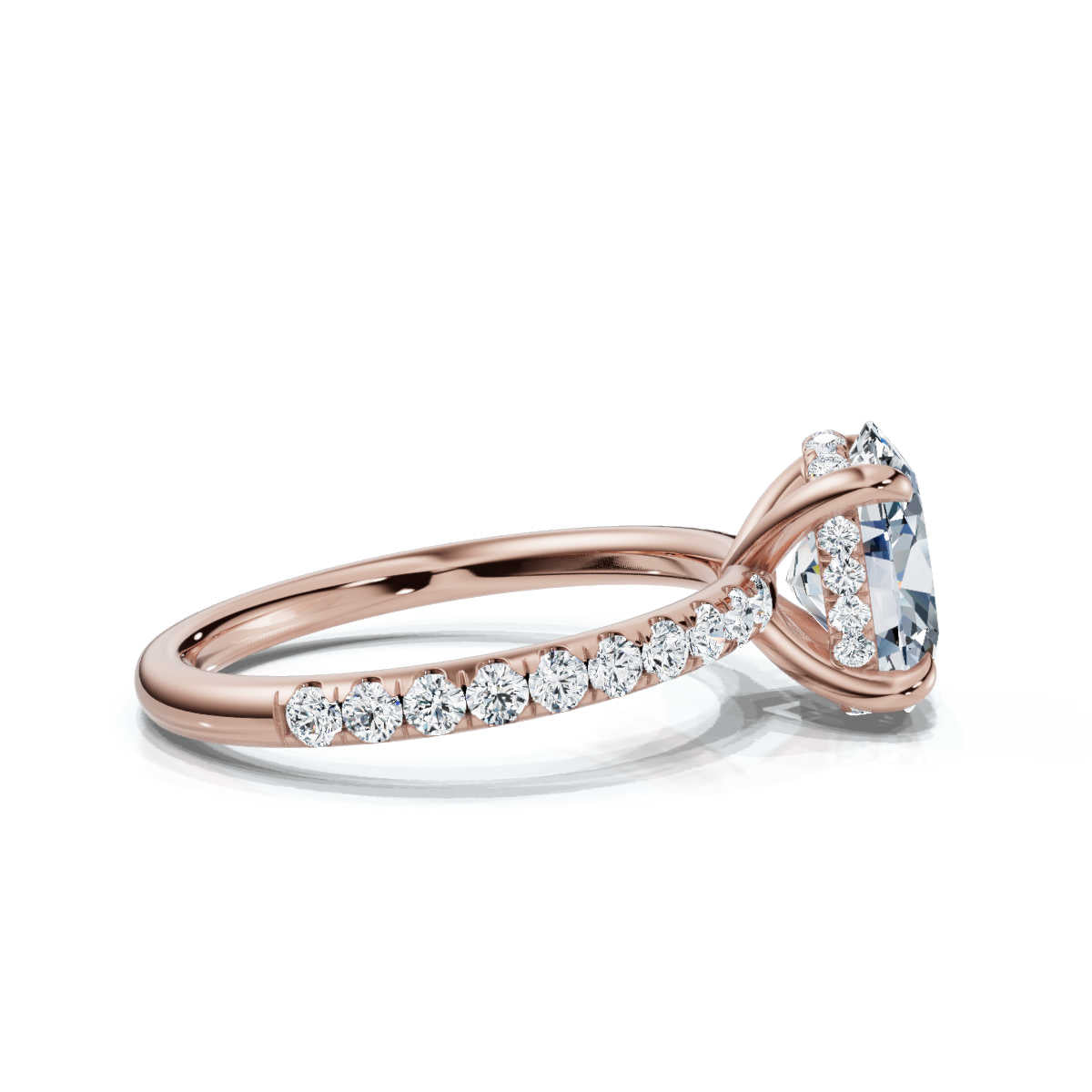 Oval Pave Ring with Hidden Halo