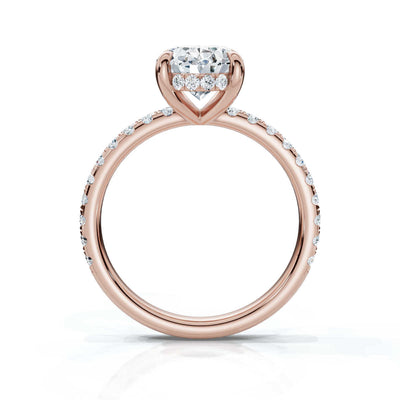 Oval Pave Ring with Hidden Halo