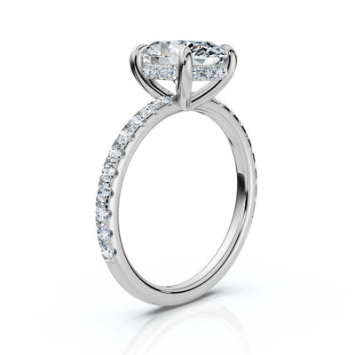 Oval Pave Ring with Hidden Halo