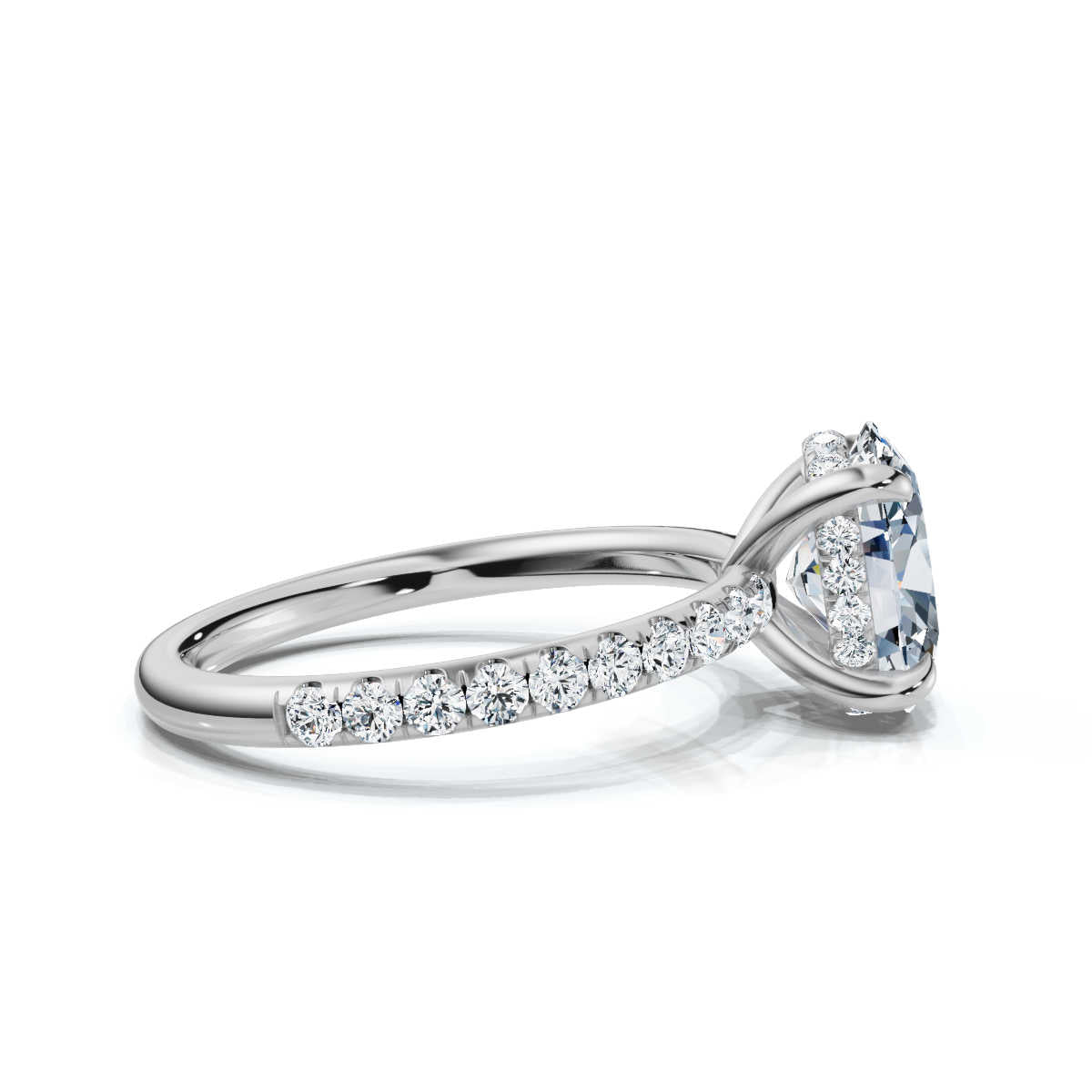 Oval Pave Ring with Hidden Halo