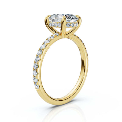 Oval Pave Ring with Hidden Halo