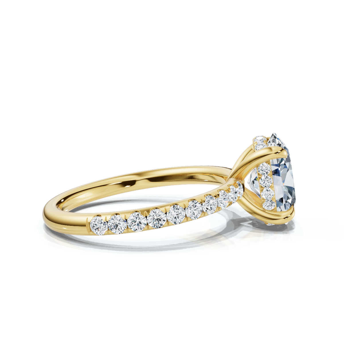 Oval Pave Ring with Hidden Halo