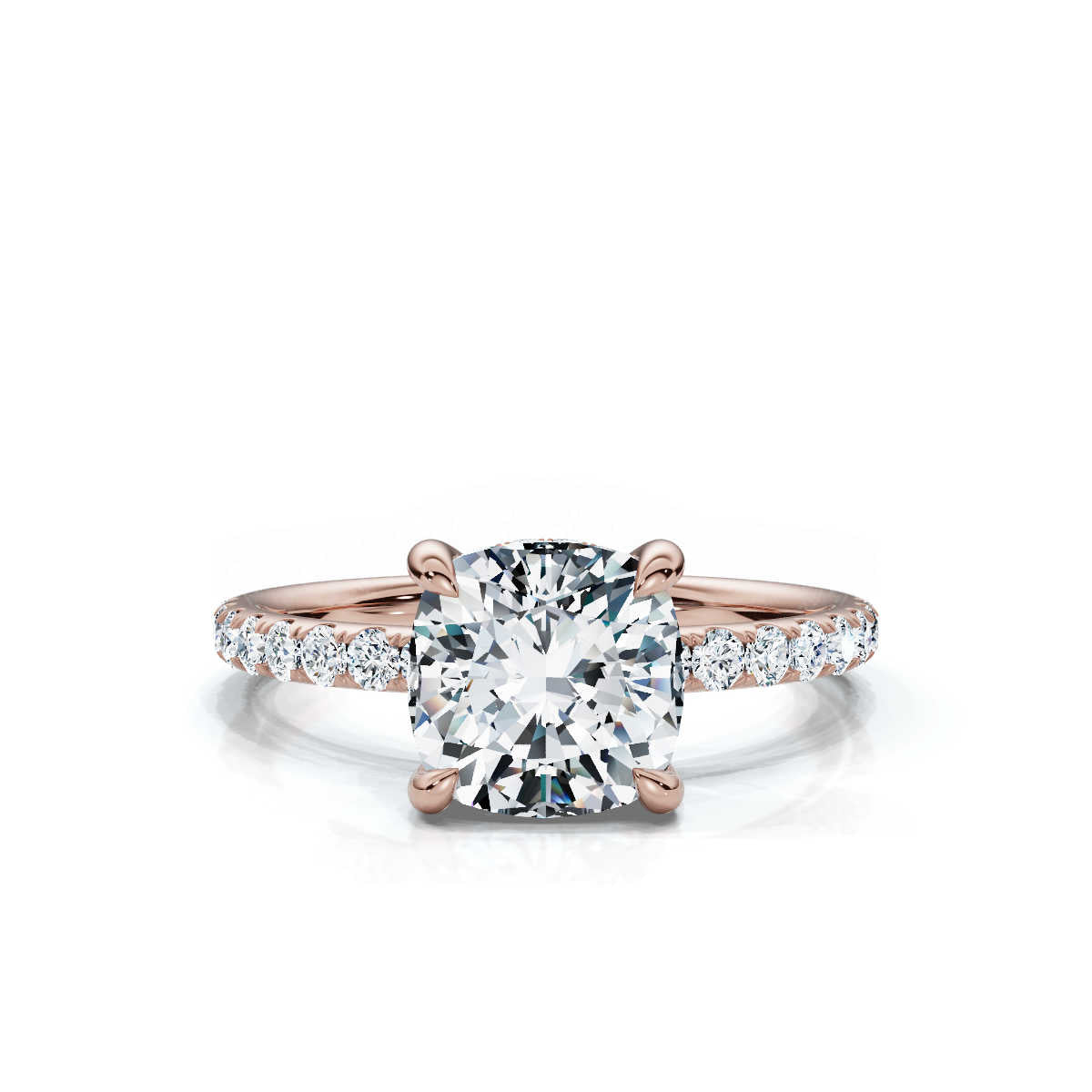 Cushion Pave Ring with Hidden halo