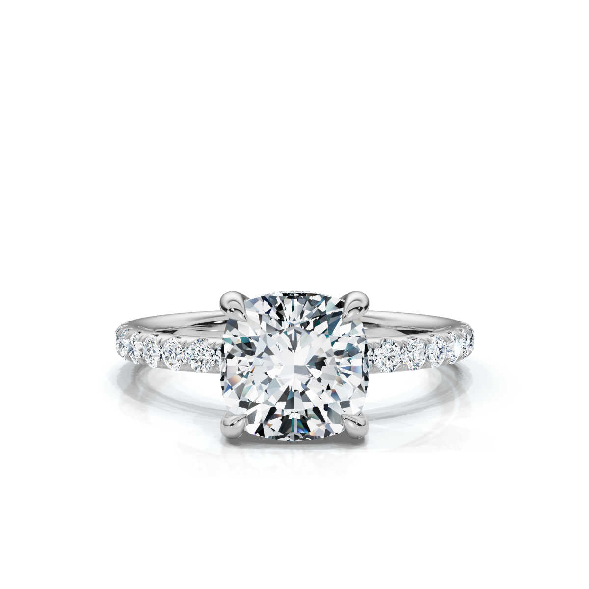 Cushion Pave Ring with Hidden halo