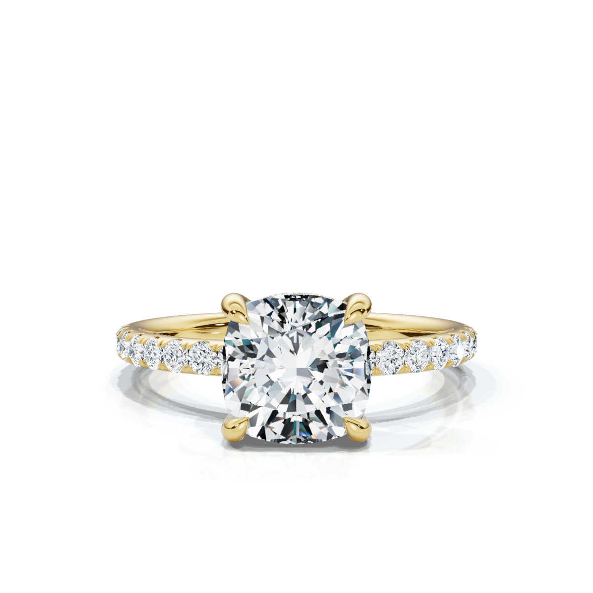 Cushion Pave Ring with Hidden halo