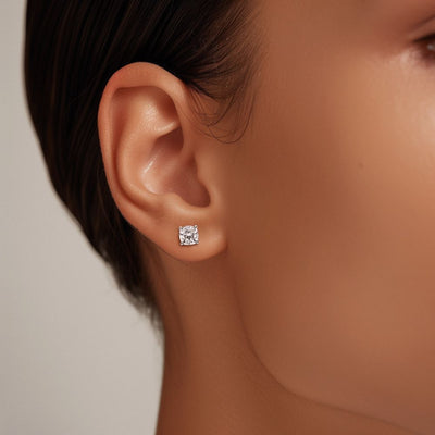 2 Carat Cushion Lab Grown Diamond Stud Earrings