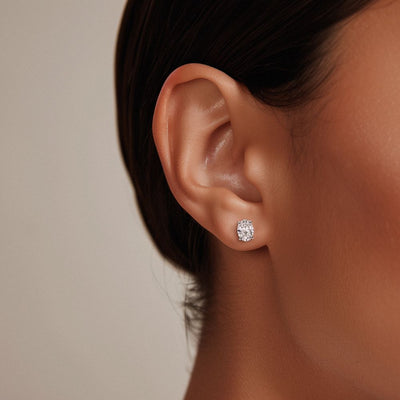 2 Carat Oval Lab Grown Diamond Stud Earrings