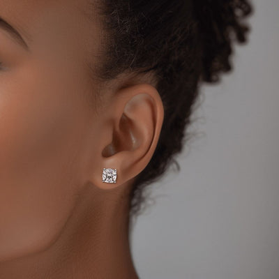 3 Carat Cushion Lab Grown Diamond Stud Earrings