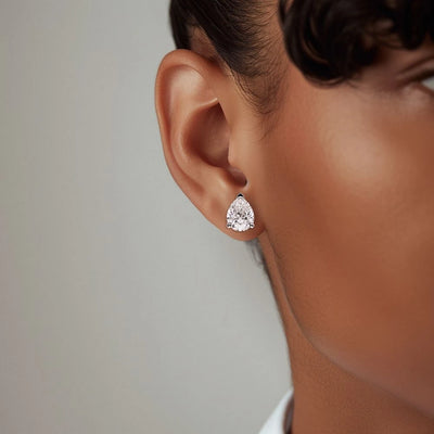 4 Carat Pear Lab Grown Diamond Stud Earrings