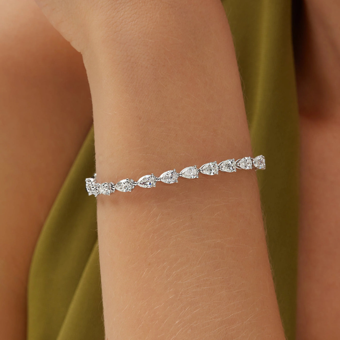 Pear Lab Grown Diamond Tennis Bracelet