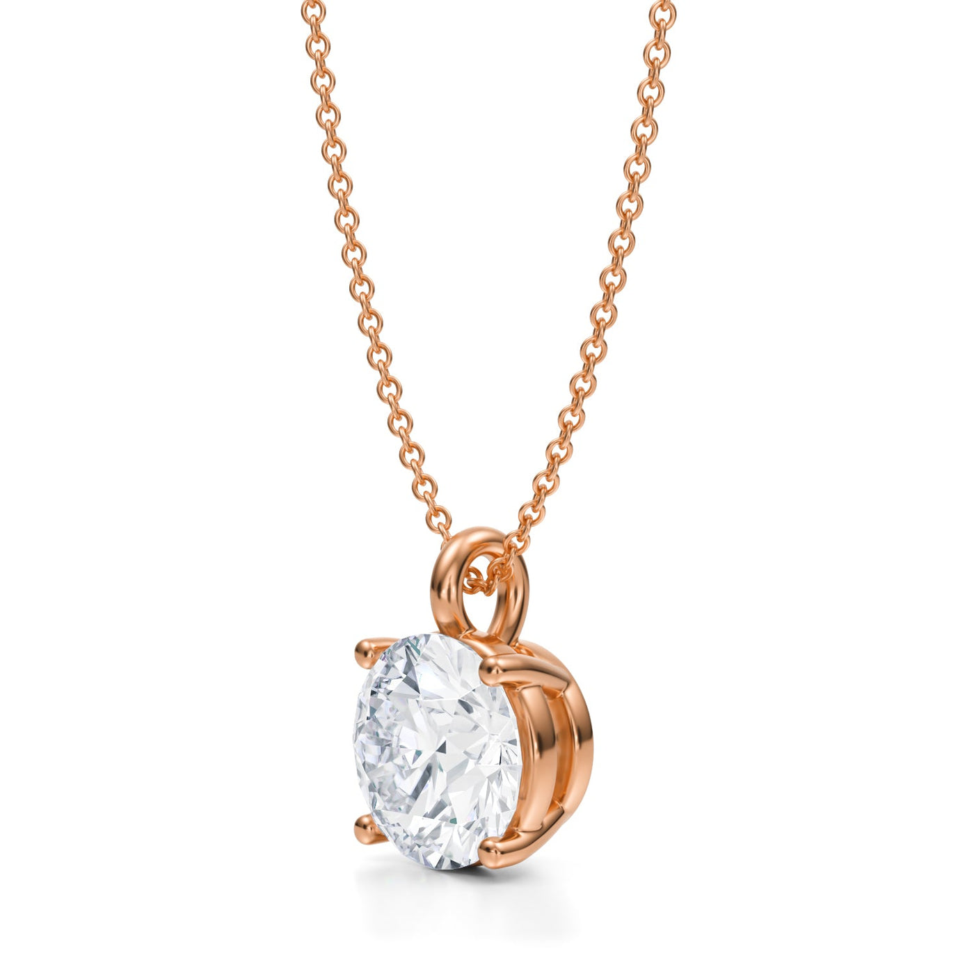 3 Carat Round Lab Grown Diamond Solitaire Pendant