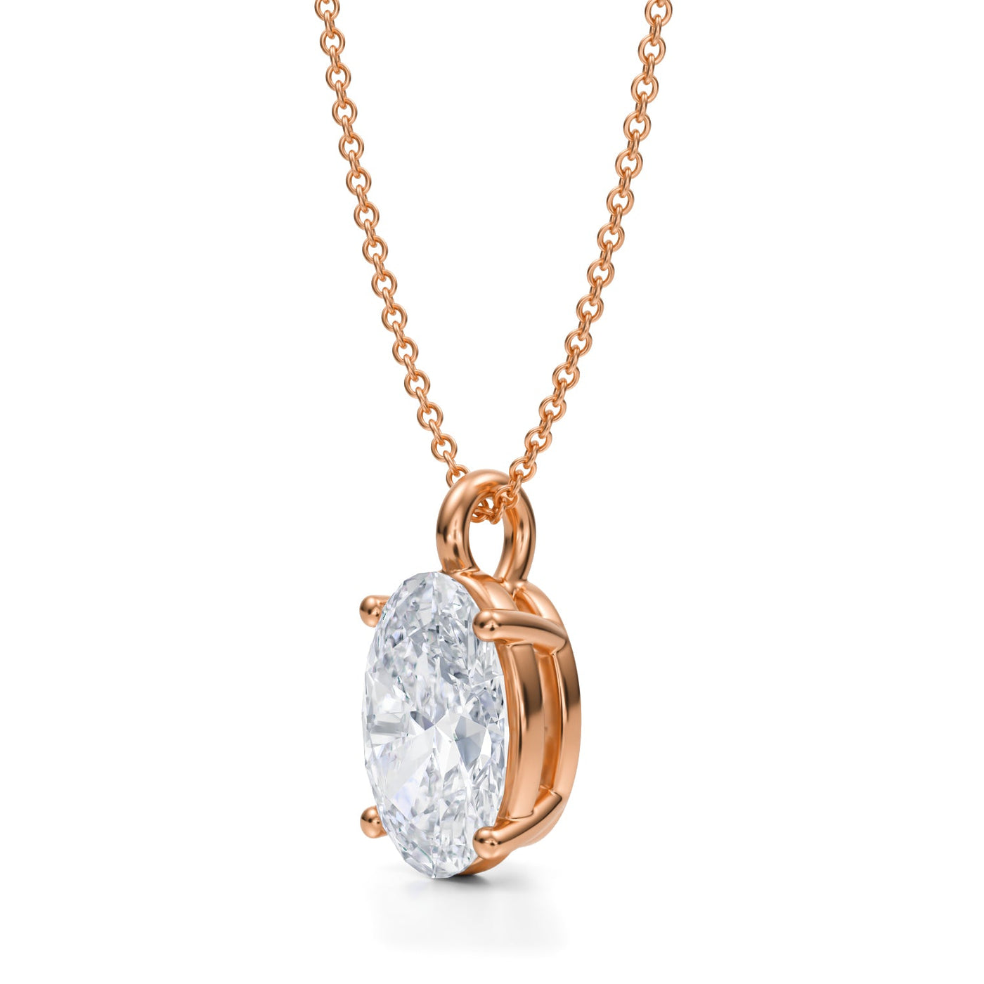 3 Carat Oval Lab Grown Diamond Solitaire Pendant