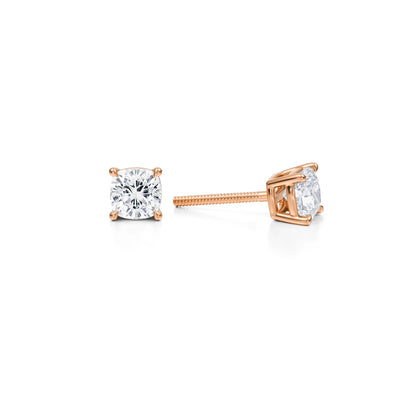 1 Carat Cushion Lab Grown Diamond Stud Earrings