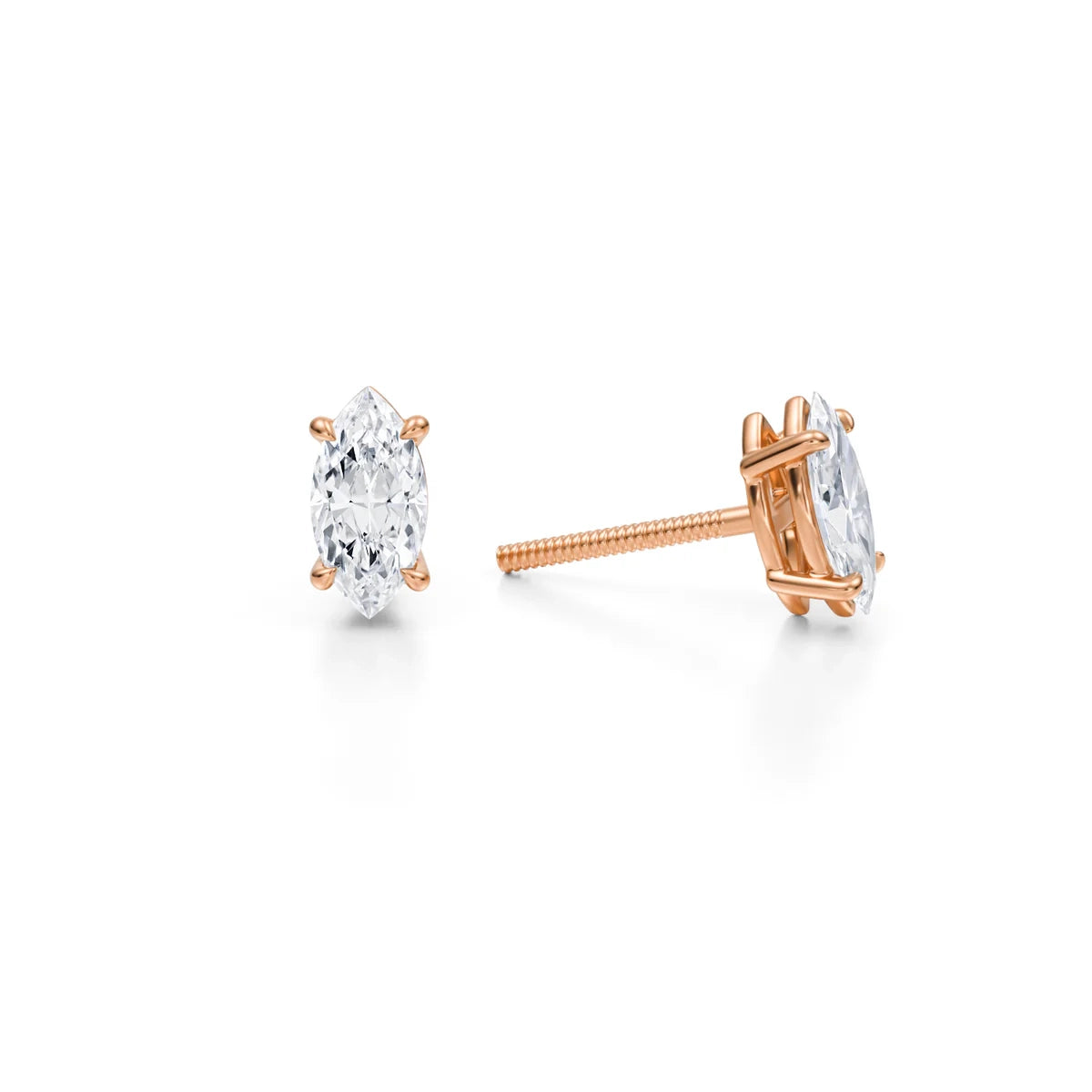 1 Carat Marquise Lab Grown Diamond Stud Earrings