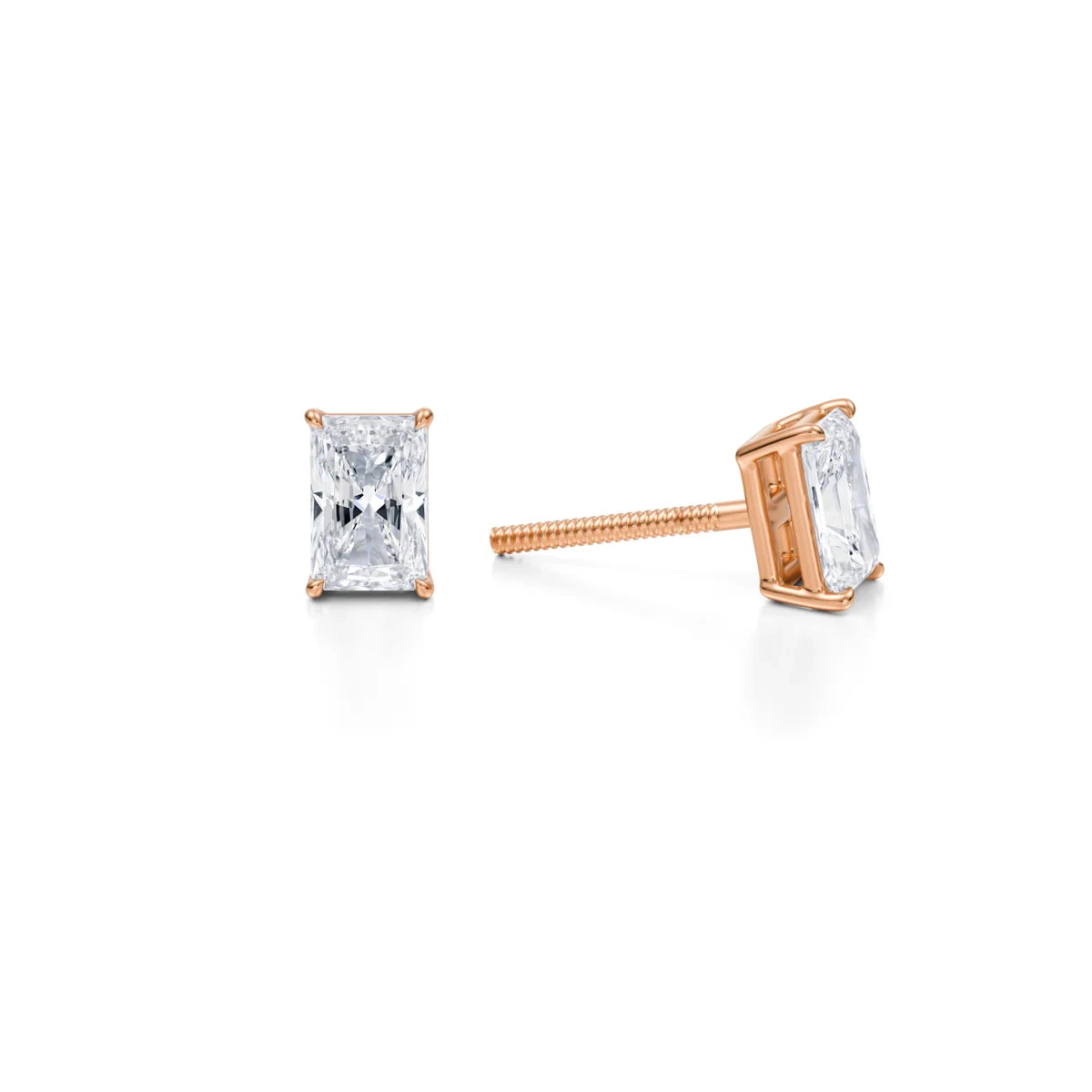 1 Carat Radiant Lab Grown Diamond Stud Earrings