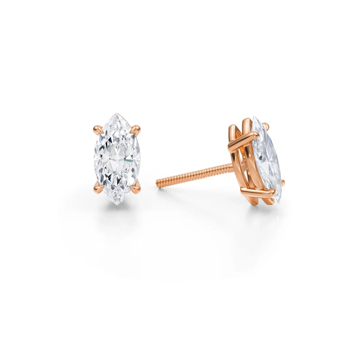 2 Carat Marquise Lab Grown Diamond Stud Earrings