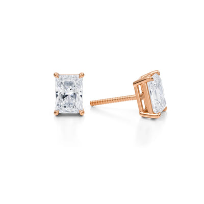 2 Carat Radiant Lab Grown Diamond Stud Earrings