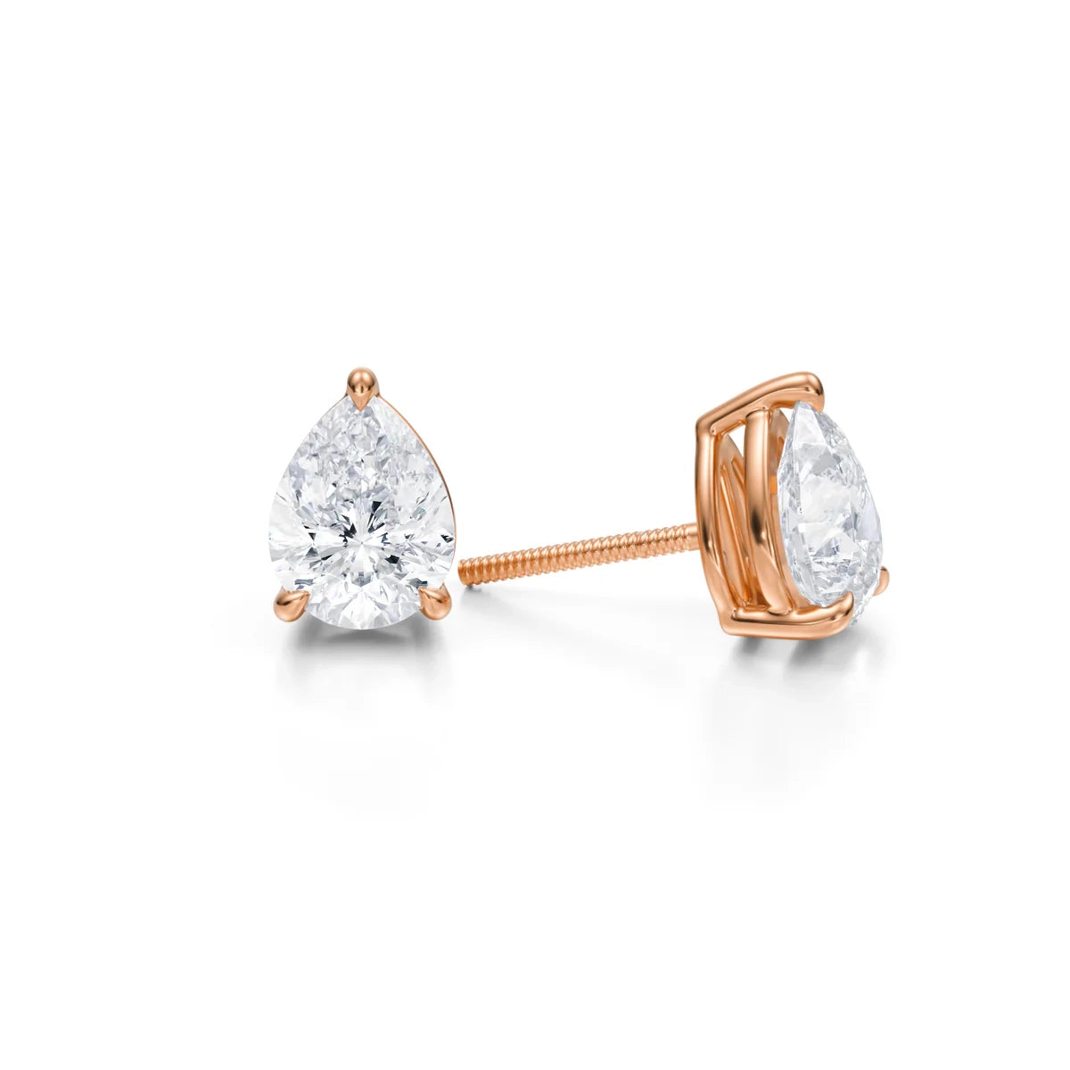 3 Carat Pear Lab Grown Diamond Stud Earrings