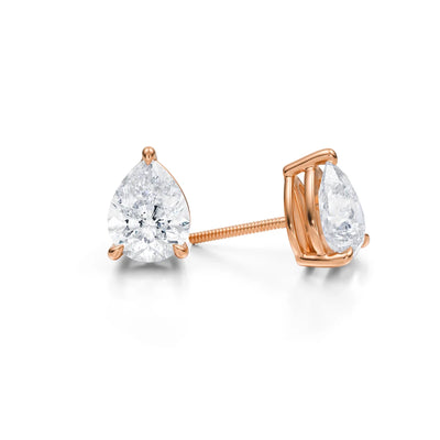 4 Carat Pear Lab Grown Diamond Stud Earrings