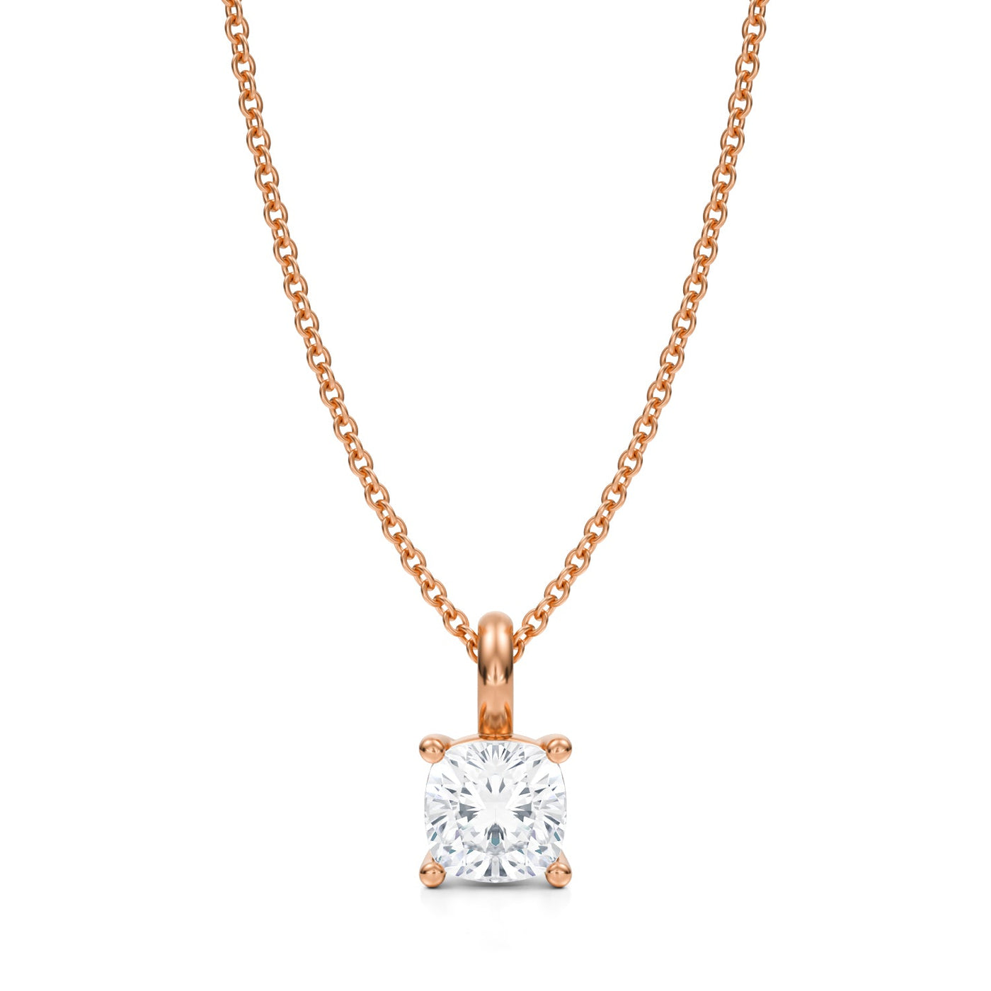 1 Carat Cushion Lab Grown Diamond Solitaire Pendant