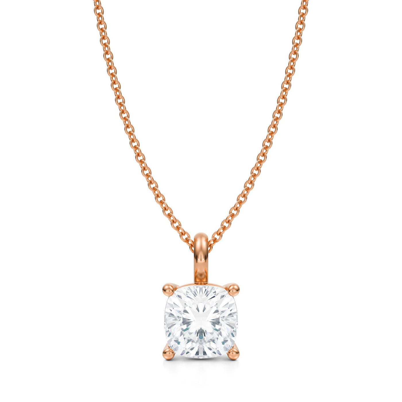 2 Carat Cushion Lab Grown Diamond Solitaire Pendant