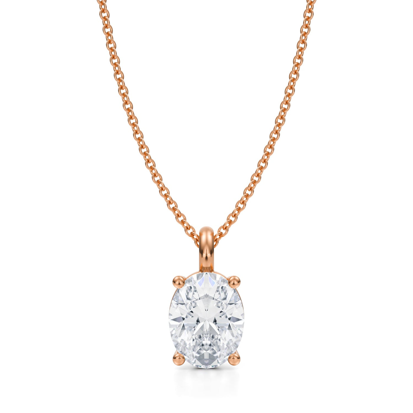 2 Carat Oval Lab Grown Diamond Solitaire Pendant