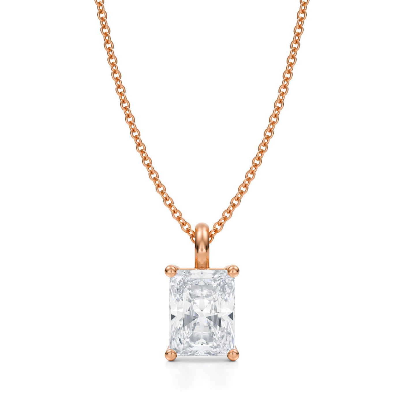 2 Carat Radiant Lab Grown Diamond Solitaire Pendant