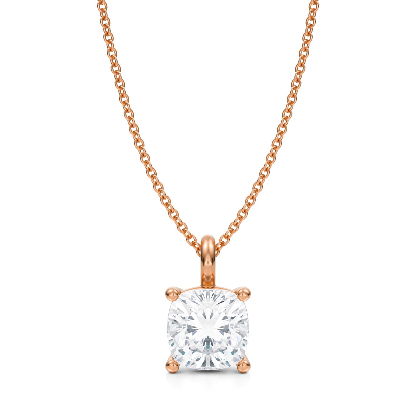 2 1/2 Carat Cushion Lab Grown Diamond Solitaire Pendant