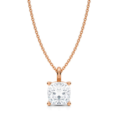 2 1/2 Carat Cushion Lab Grown Diamond Solitaire Pendant