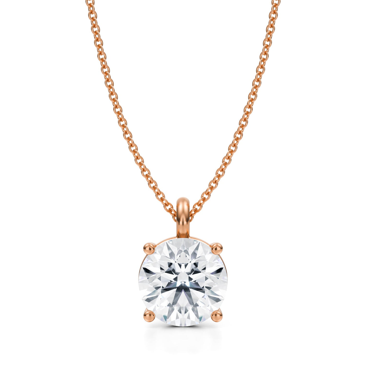 3 Carat Round Lab Grown Diamond Solitaire Pendant