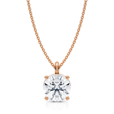 3 Carat Round Lab Grown Diamond Solitaire Pendant