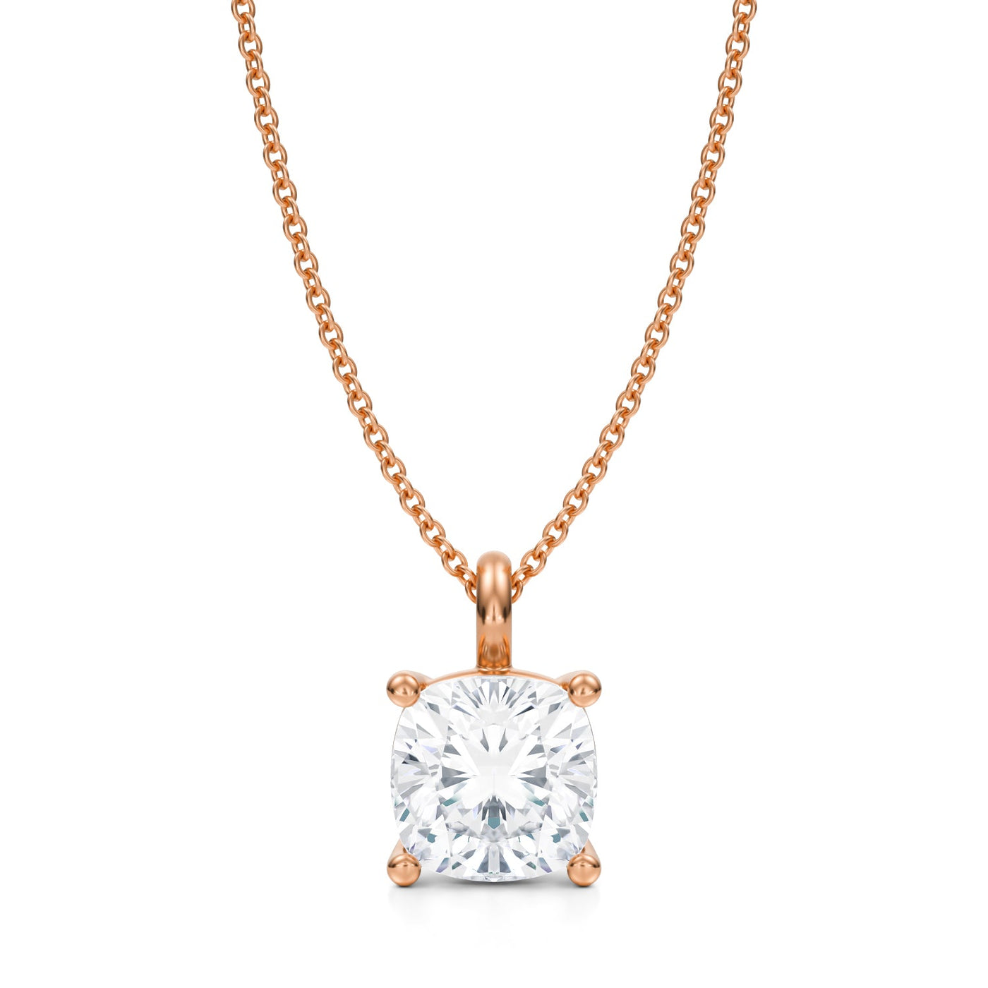 3 Carat Cushion Lab Grown Diamond Solitaire Pendant