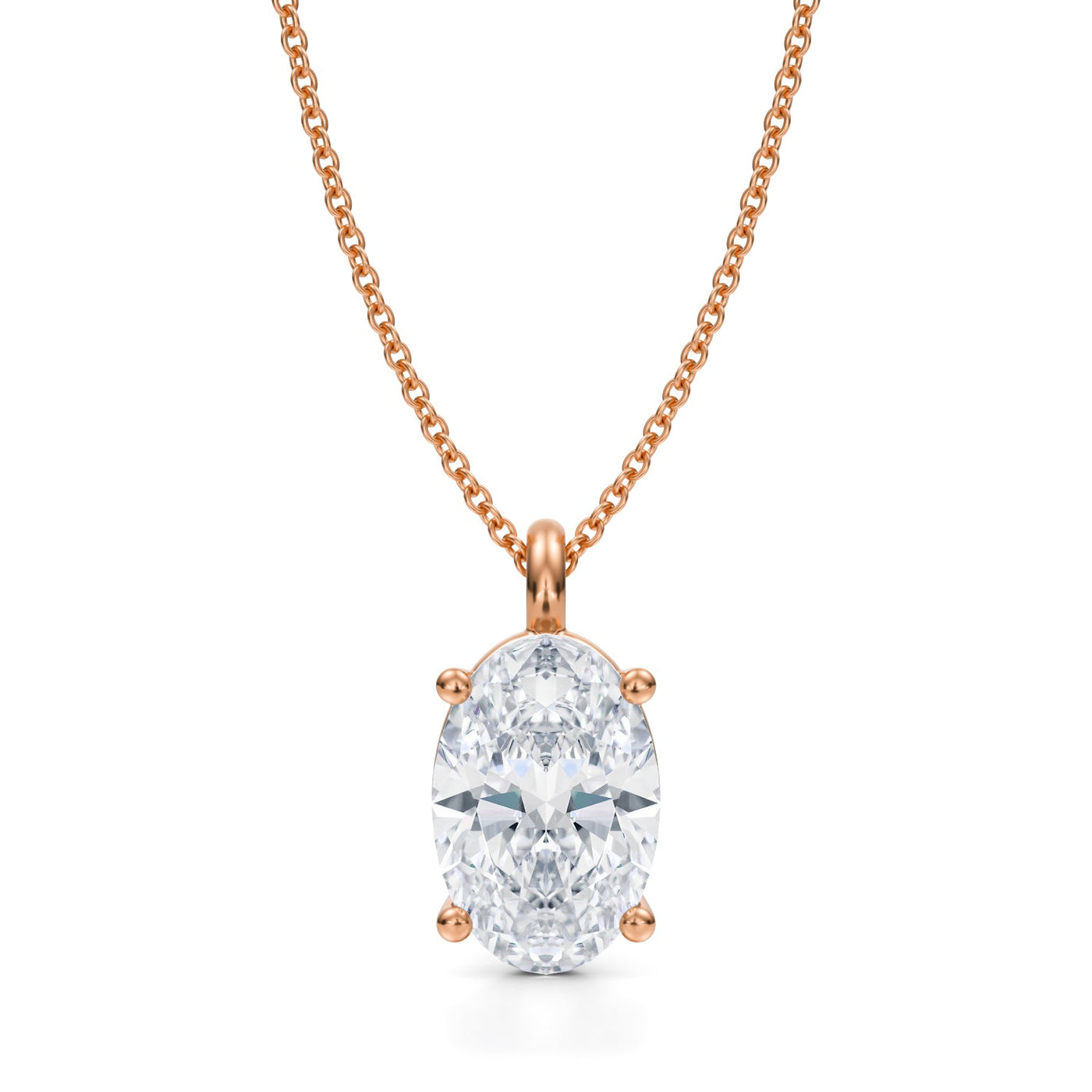 3 Carat Oval Lab Grown Diamond Solitaire Pendant