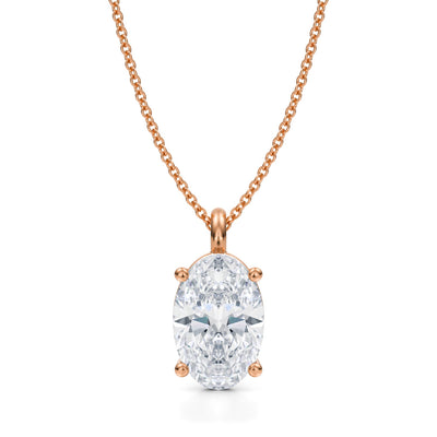 3 Carat Oval Lab Grown Diamond Solitaire Pendant