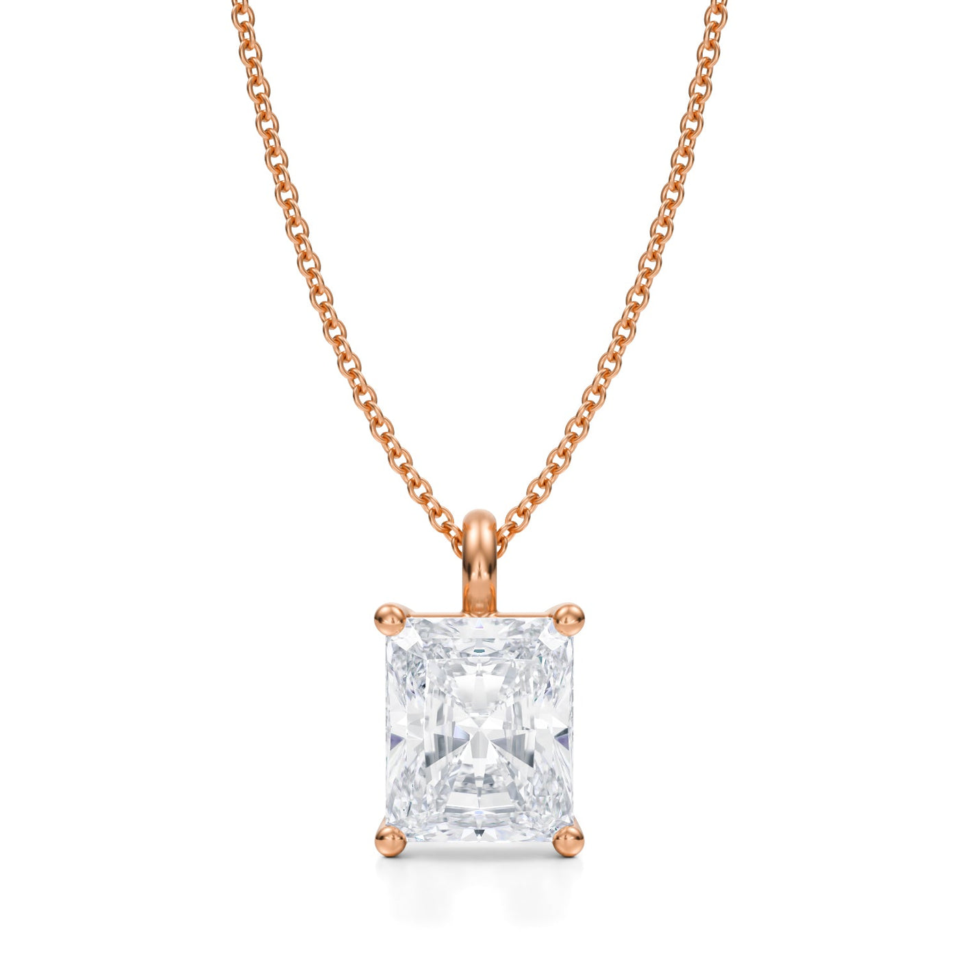 3 Carat Radiant Lab Grown Diamond Solitaire Pendant