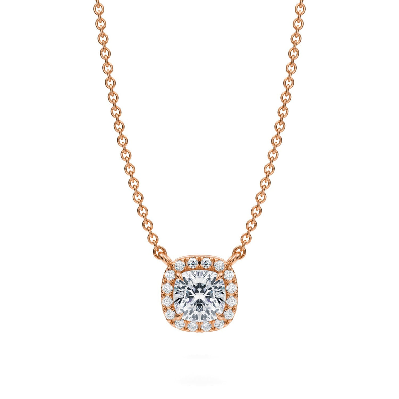 1/2 Carat Cushion Classic Halo Pendant