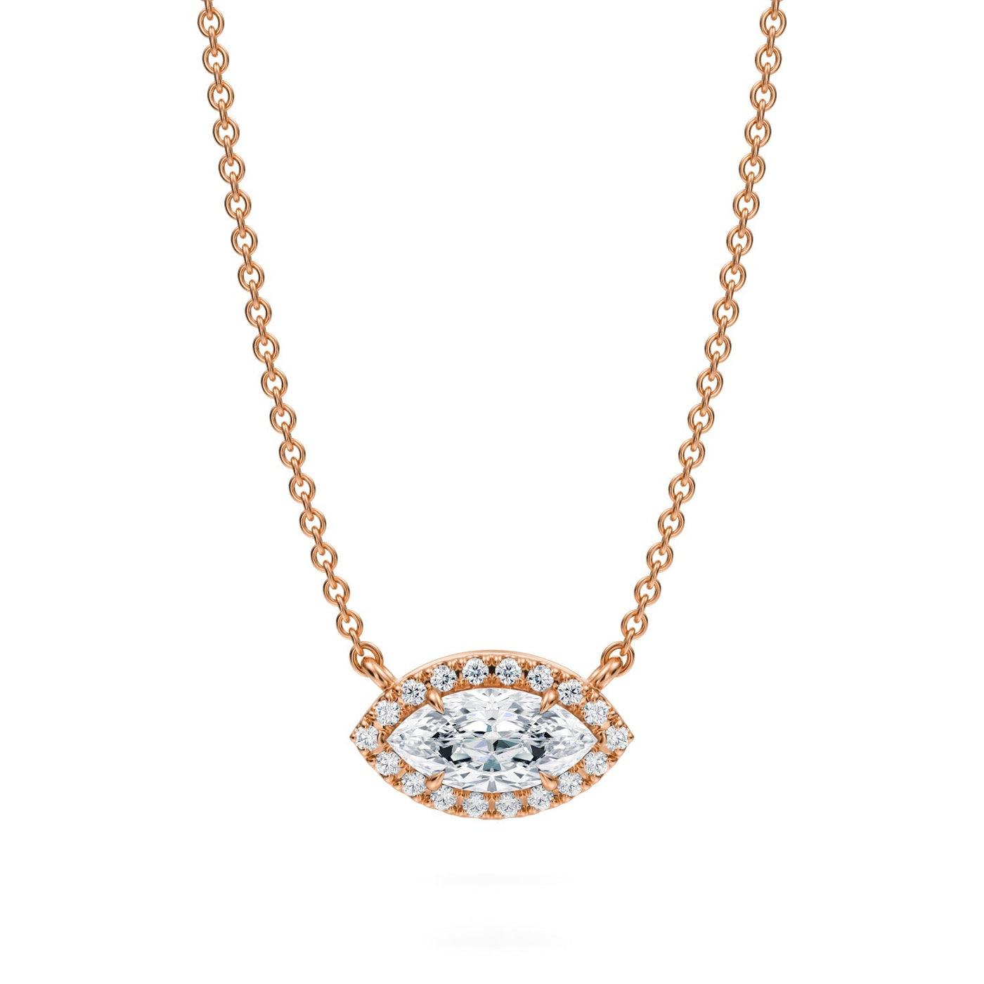 1/2 Carat Marquise Classic Halo Pendant