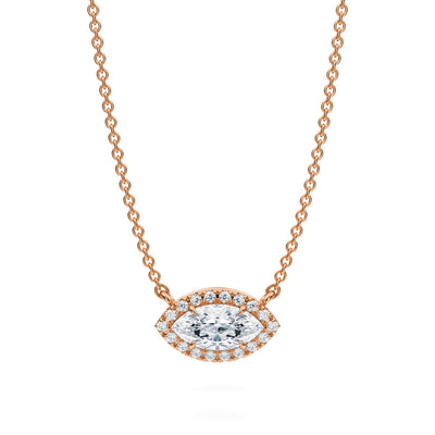 1/2 Carat Marquise Classic Halo Pendant