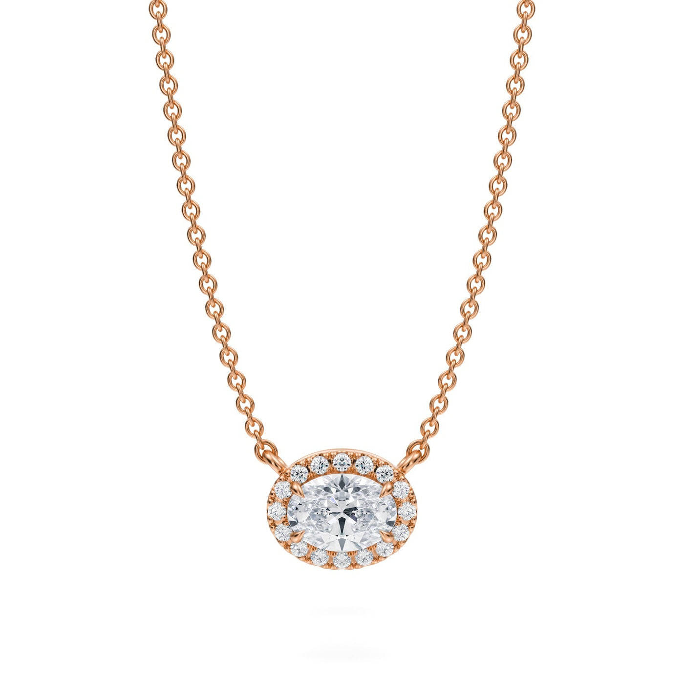 1/2 Carat Oval Classic Halo Pendant