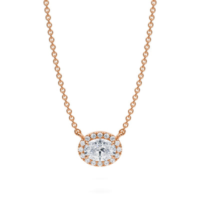 1/2 Carat Oval Classic Halo Pendant