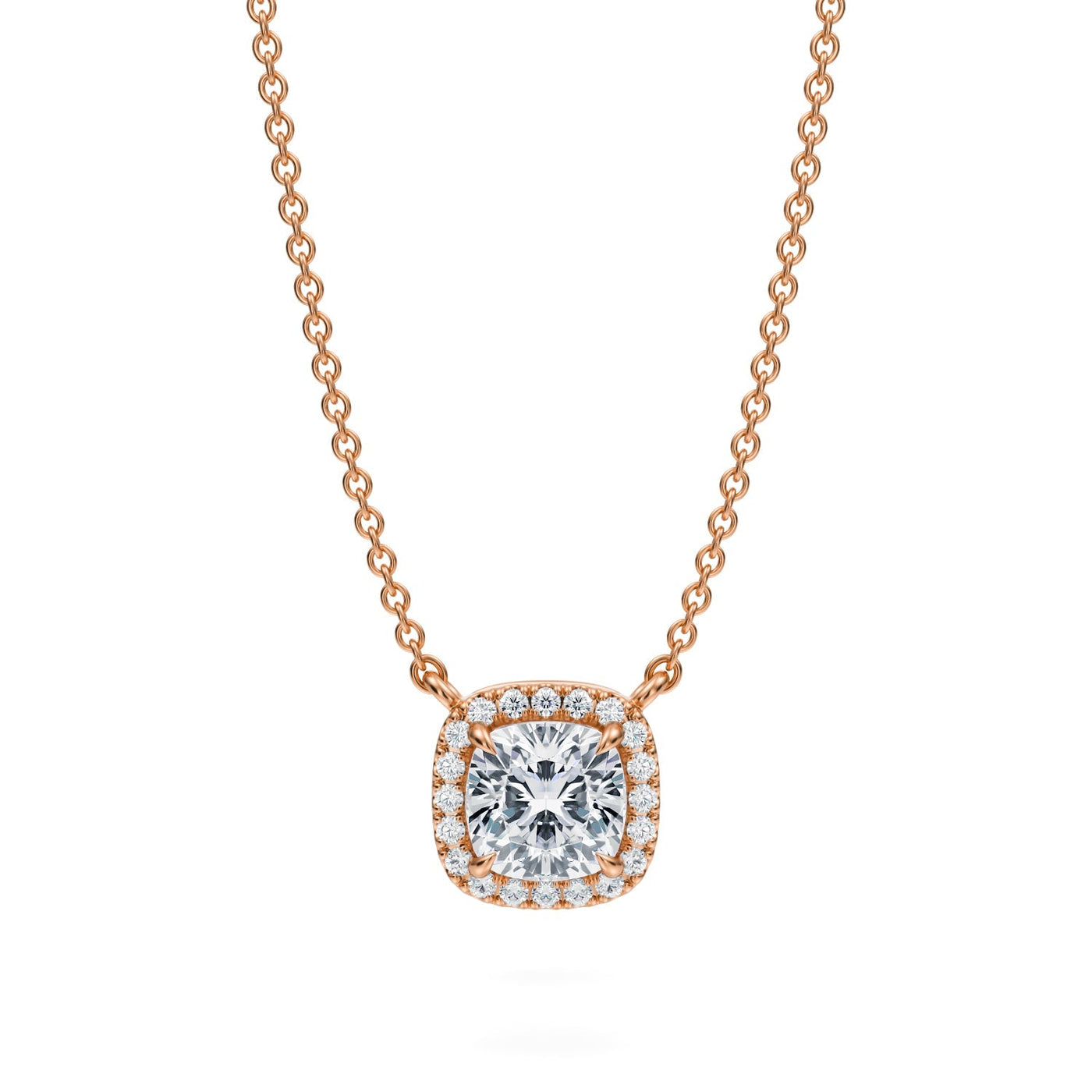 1 Carat Cushion Classic Halo Pendant