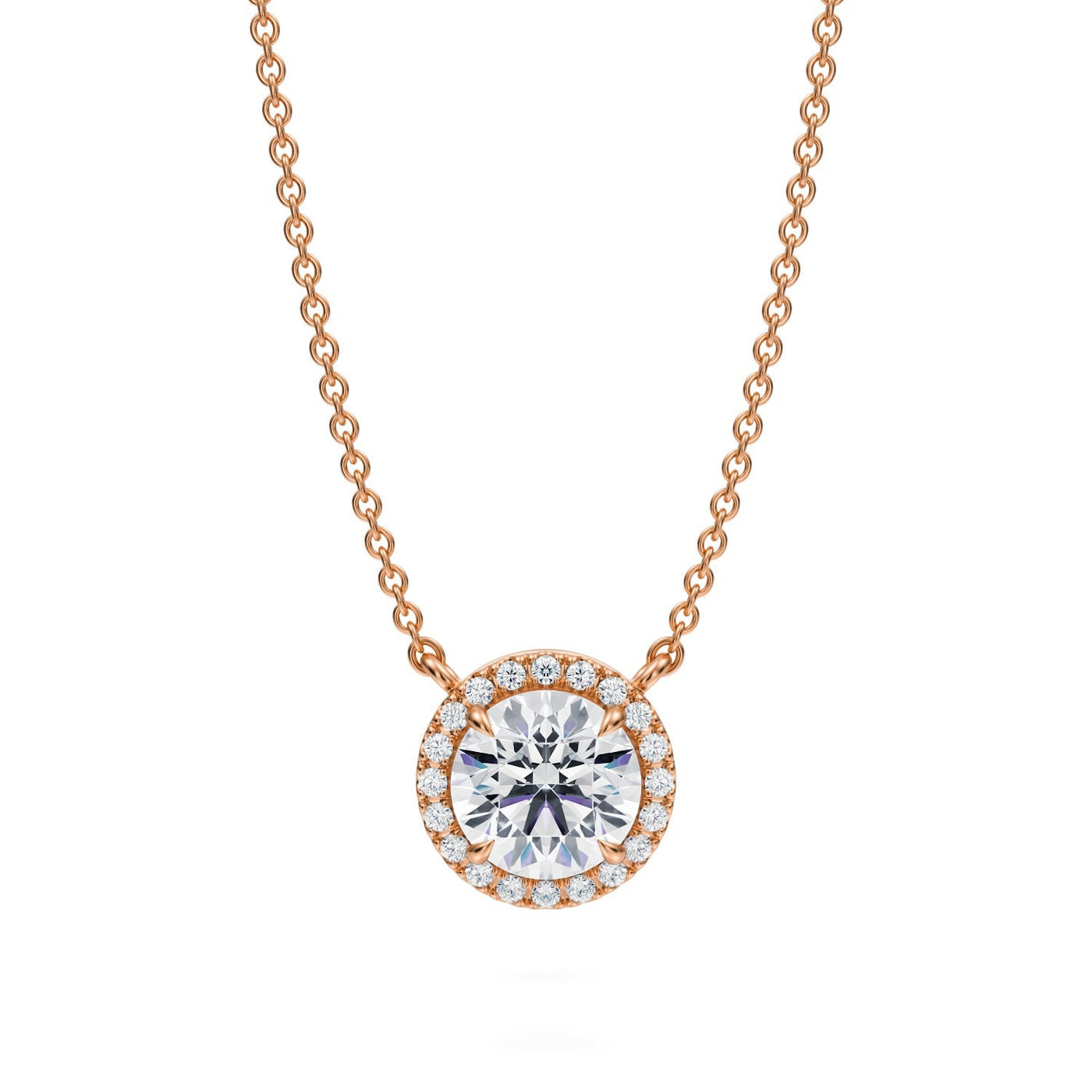 1 Carat Round Classic Halo Pendant