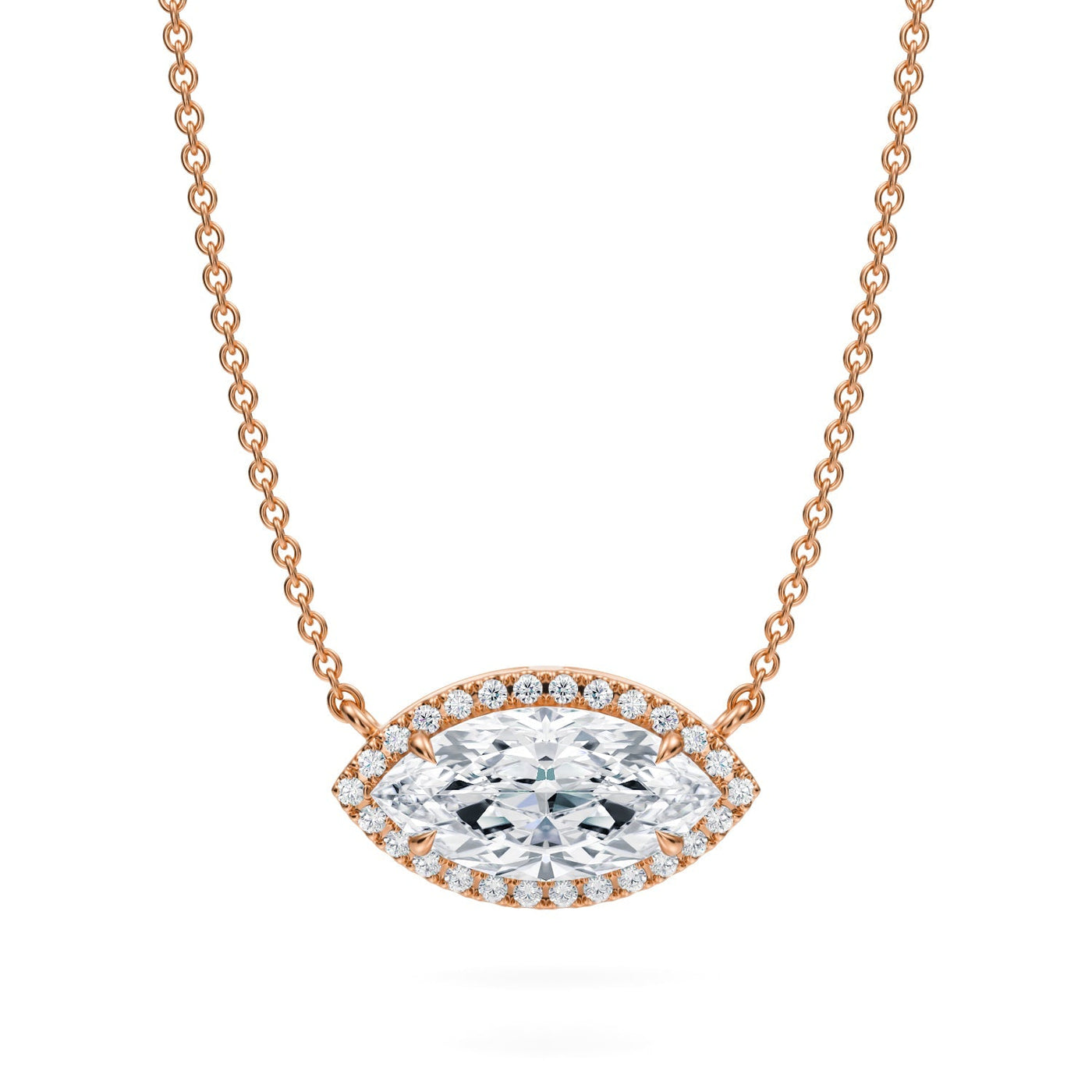 1.5 Carat Marquise Classic Halo Pendant