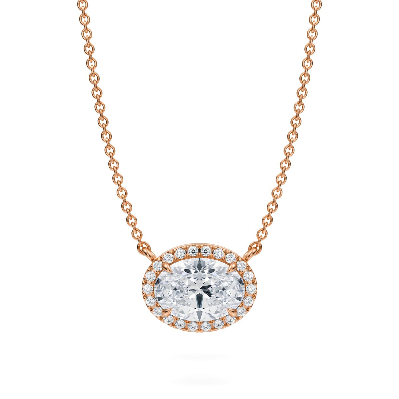 1 Carat Oval Classic Halo Pendant