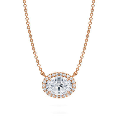 1 Carat Oval Classic Halo Pendant