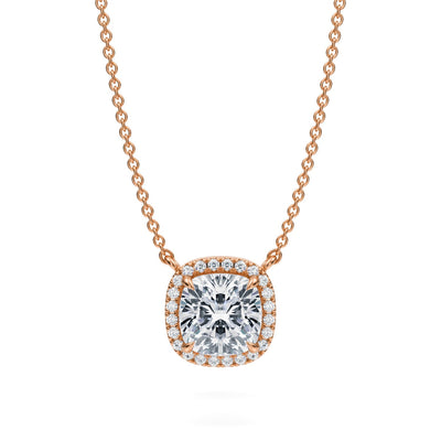 2 Carat Cushion Classic Halo Pendant