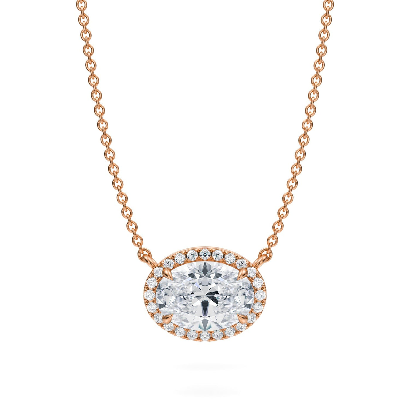 2 Carat Oval Classic Halo Pendant